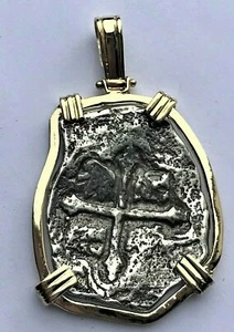 ATOCHA Coin Pendant 14K Gold 8 Reale Sunken Treasure Jewelry - Picture 1 of 7