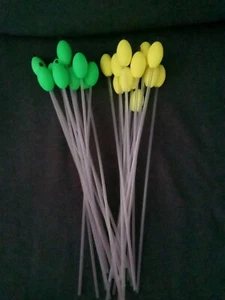 25 pajitas de pesca (12 verdes en forma de ovalado, 13 amarillas en forma de ovalado, 18 pulgadas de largo - Imagen 1 de 1