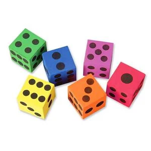 Kids Party Favours Games Activities Coloured Foam Dice Pack of 6 Learning Tools - Picture 1 of 1