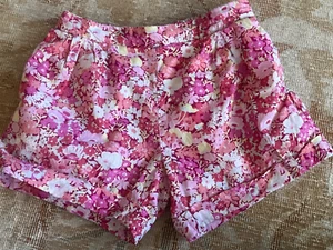 FRENCH BOUTIQUE JACADI FLORAL SHORTS 5 PINK COTTON ADJUSTABLE WAIST - Picture 1 of 4