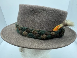 Vintage Henri Hats Pork Pie Beaver Hat Men's Brown Stingy Brim - Picture 1 of 10