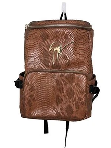 Giuseppe Zanotti Brown Backpack Alligator Embossed Skin Leather Designer - Picture 1 of 5