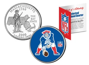 NEW ENGLAND PATRIOTS Retro Logo Massachusetts Quarter Coin Football NFL LICENSED - Picture 1 of 1