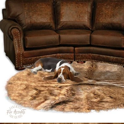 Alfombra de piel sintética Shag, redonda, ovalada, rectangular, punta teñida de piel de zorro, hecha a mano EE. UU. Foto 1 de 4