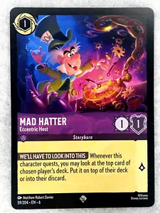 Mad Hatter - Eccentric Host (59/204) Super Rare Normal Azurite Sea Lorcana NM NP - Picture 1 of 2