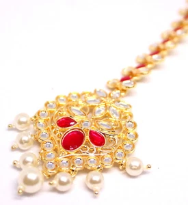 Maang Tikka Head Piece New Kundan GoldPlated Hair Jewelry for Women partywear T1 - Picture 1 of 5