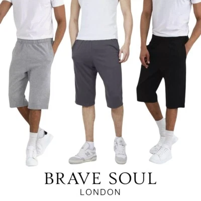 Mens Jogging Shorts Long Knee Length Baggy Cotton Jersey Bottoms Sizes S-2XL - Image 1 of 4