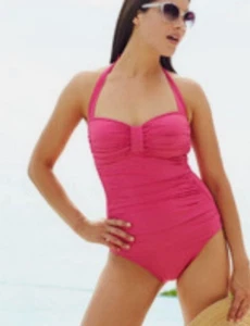 Tommy Bahama Damen Einteiler Neckholder Badeanzug Größe 8 Rüschen Schlankmacher Wattiert Y2K - Bild 1 von 20