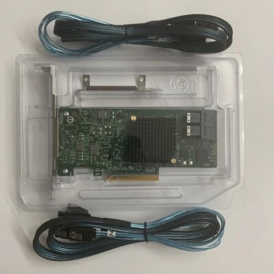 NEW LSI SAS 9341-8I 12GB 8 PORT RAID CONTROLLER+2PCS 8643 to 4 SATA cable - Image 1 of 4