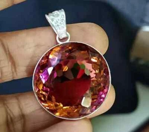 62 CT+ Certified Round Natural Zultanite 7 Color Pendant 925 Silver Jewelry - Picture 1 of 7