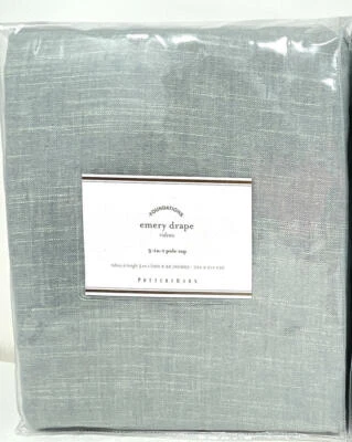 全新 ~ Pottery Barn Emery 亚麻棉窗帘 ~ Drape ~ 蓝色黎明 ~ 100x84 — 第 1/2 张图片