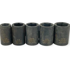 Milwaukee CR-MO 1/2 Drive Impact Socket Set 6 Pt, 1/2 to 13/16, 5 Pcs - Picture 1 of 10