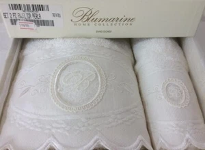 Set spugne BLUMARINE 1 viso + 1 ospite greca ricamo e logo in tulle - Foto 1 di 5
