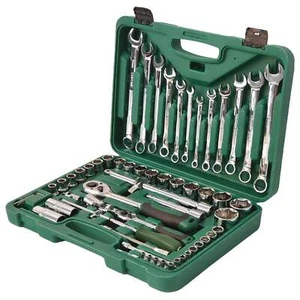 61PCS 1/2" 1/4" Drive Socket Wrench Set Mechanics Tools w/ Combination Spanners - Picture 1 of 7
