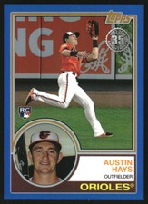 2018 Topps '83 Topps Silver Pack Chrome Blue Refractors #83 Austin Hays /150