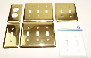 Copripiastra presa interruttore luce ottone vintage + viti elettriche lotto 6 - Foto 1 di 6