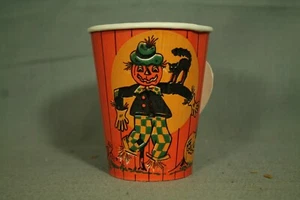 vintage Halloween paper cup Black Cat full Moon Scarecrow jack o lantern - Picture 1 of 3