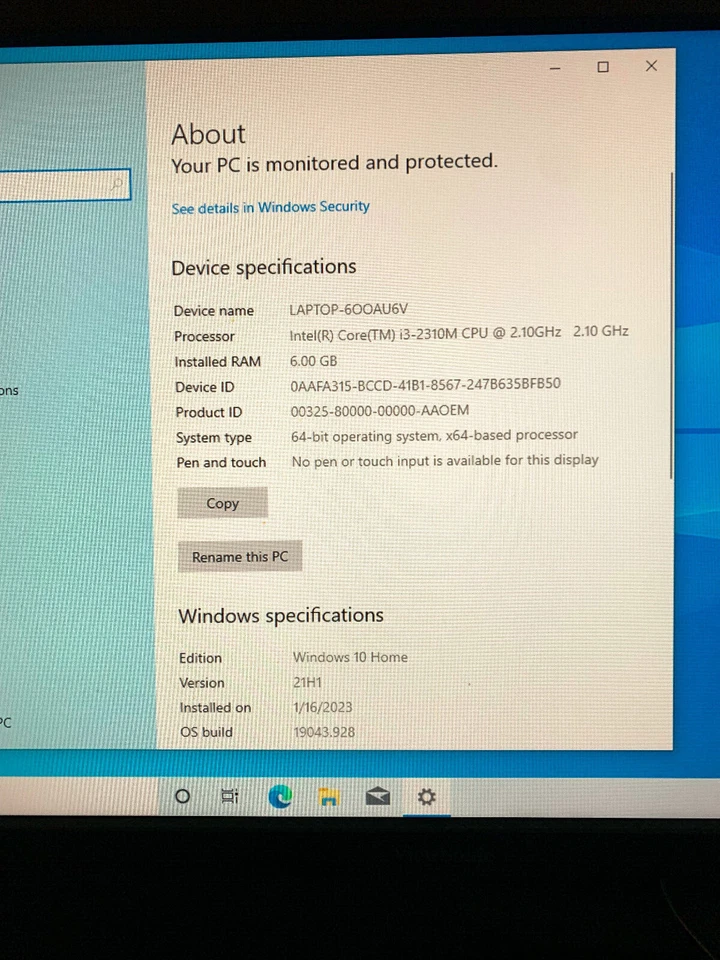 HP Pavilion DM4 2015dx Intel i3 para PIEZAS/Reparación Funciona 6GB/600GB Windows 10 Foto 1 de 4