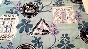 Bon Voyage A Regulated Cotton Fabric Vtg Travel Hotel Logo "Never Misbehaves" - Picture 1 of 13