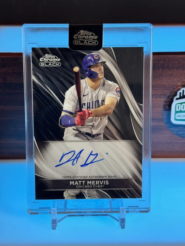 2024 TOPPS CHROME BLACK CBA-MME MATT MERVIS ON CARD ENCASED AUTO CUBS - Image 1 of 2
