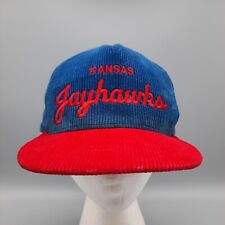 Vintage Kansas Jayhawks Corduroy Snapback Hat Cap Made In USA
