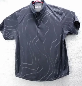 UNDER ARMOUR HEATGEAR Herren schwarz mit grauen Wellen lockere Passform 1/4 Knopf Polo LARGE - Bild 1 von 8
