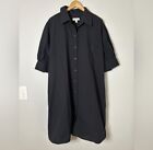 Cos Black Puff Sleeve Button Front Collared Dress 100% Cotton