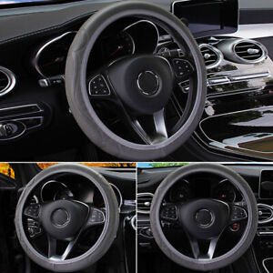 PU Leather Car Steering Wheel Cover for Good Grip Auto Accessories 15" Gray New