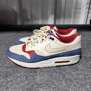 Nike Air Max 1 Turnschuhe Herren 10,5 weiß blau rot USA Laufen CJ9927-100 2018* - Bild 1 von 13