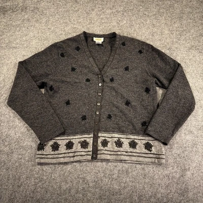 Suéter De Colección Talbots Para Mujer Gris Medio Lana de Cordero Cárdigan Floral Casa de Vacaciones Foto 1 de 4