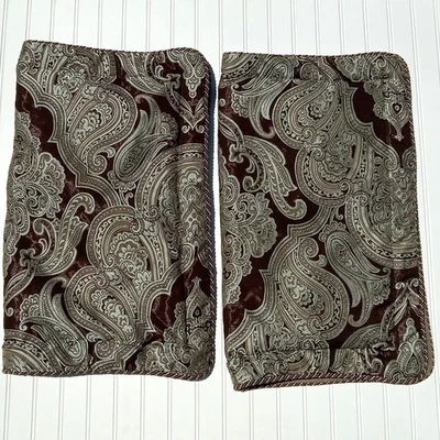 CROSCILL Hogar Imperial Almohada Fundas Marrón Brocado Damasco Medallón Estándar PAR Foto 1 de 4