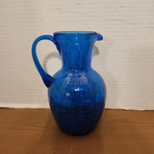 Vintage Colbalt Blue Crackled Glas Krug - Bild 1 von 4