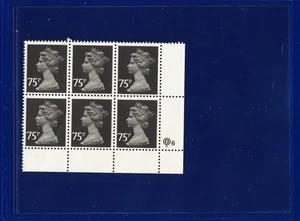 1980 SG X1023 75p Black Litho P14 FCP/PVAD Type 1 Plate 6 MNH Cat £55 poew - Bild 1 von 2