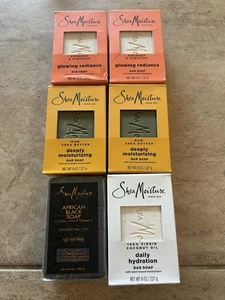 6 SheaMoisture Raw Shea Butter Bar Soap 8 Oz Deeply Moisturizing/Daily Hydration - Picture 1 of 1