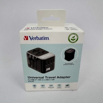 New Verbatim Universal Travel Adapter 3 x USB-C 15W / 2 x USB-A 12W 32122 - Image 1 of 4