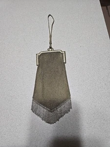 1920's Whiting & Davis Co Gold Silver Soldered Mesh Flapper Purse - Picture 1 of 17