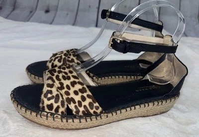 COLE HAAN Women's Size 7B Cloudfeel Cheetah Leather Sandals Espadrilles Flats - Изображение 1 из 4