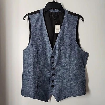 NEW Rag & Bone Vest Size 42 Blue Button Front  - Image 1 of 4