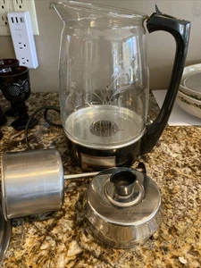 Cafetera percoladora de vidrio grabado MCM Proctor Silex 70503 de colección - probada/funciona EX - Imagen 1 de 5