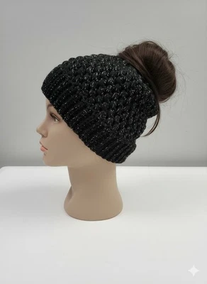 Hecho a mano EE. UU. Crochet Desordenado Bollo Sombrero Gorro Adulto Mujer Foto 1 de 3