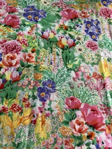 Spring Floral Fabric Garden Paradise Fabric by Fabri-Quilt 28" Yellow Silver F63 - Picture 1 of 3