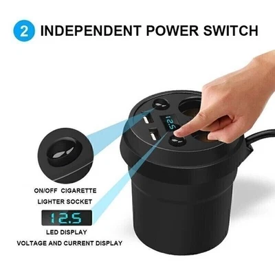 Auto KFZ Adapter 2 Fach Zigarettenanzünder Verteiler mit 2 USB 12V/24V Steckdose - Bild 1 von 4