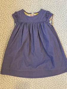 Mini Boden Girls Dress Size 3-4Y Purple Lined Corduroy Ruffle Sleeve - Picture 1 of 2