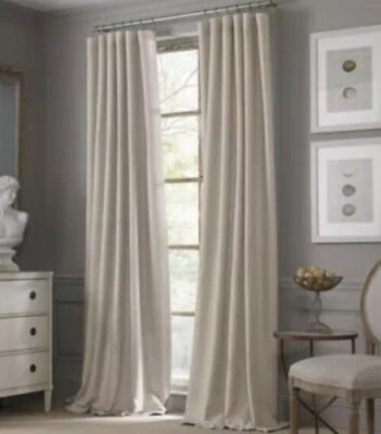 Panel de cortina de ventana Valeron Estate algodón lino 54x94 pulgadas en topo un panel Foto 1 de 4