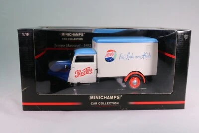 LE936 MINICHAMPS 150099024 Voiture 1/18 1:18 Tempo Dreirad Hanseat Pepsi 1952 - Photo 1/4