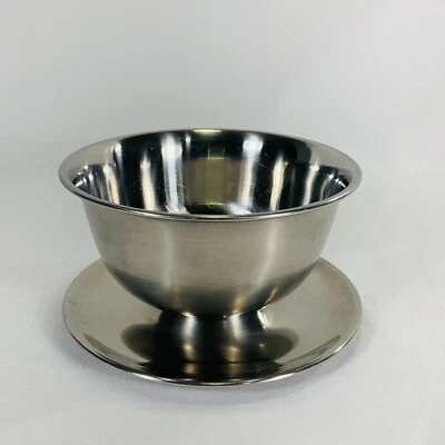 SELANDIA, DENMARK 18/8 Stainless Steel Soup Bowl w/attached plate.   (C) - Image 1 of 4