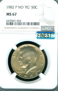 1982 NO FG KENNEDY HALF DOLLAR NGC MS67 PQ MAC SPOTLESS RARE . - Picture 1 of 2