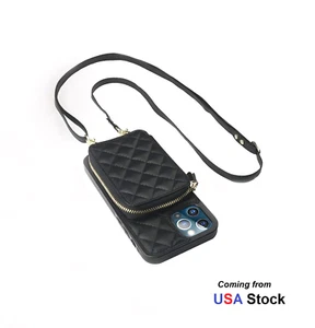 Crossbody Wallet Phone Case Purse for iPhone 13 Pro Max RFID Kickstnd PU Leather - Picture 1 of 24