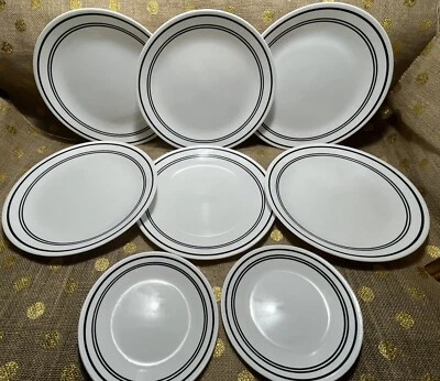 Лот из 8 Corelle (Corning) классический кафе черный 6 ужин и 2 хлеб салат тарелки - Изображение 1 из 4