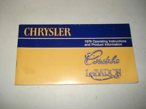 1979 CHRYSLER CORDOBA LEBARON OWNERS MANUAL ORIGINAL GLOVEBOX BOOK RARE - Picture 1 of 2